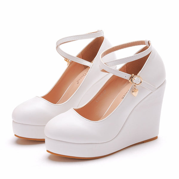 Zapatos de Cuña Blanca Crystal Queen para Mujer