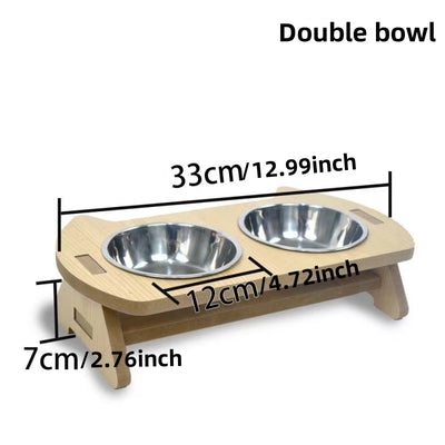 Comedero Doble para Gatos de Madera con Protección Cervical y Tazones Antivuelco - Image 4