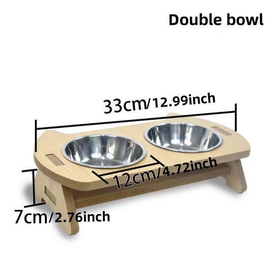 Comedero Doble para Gatos de Madera con Protección Cervical y Tazones Antivuelco - Image 4