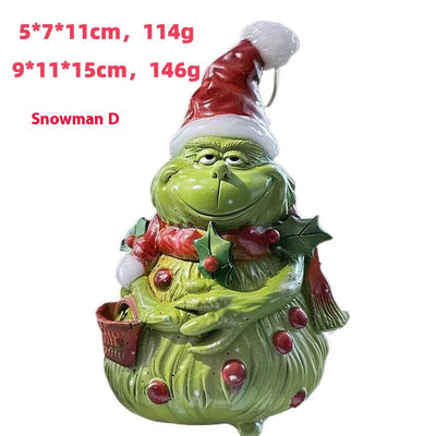 Muñeco de Nieve Navideño de Pelo Verde - Adorno Festivo para el Hogar - Image 9