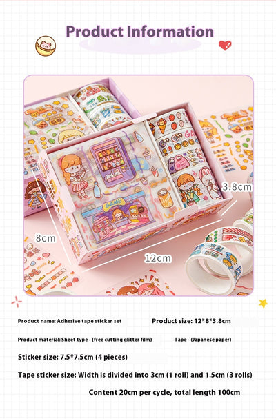 Set de Stickers Adhesivos Infantiles con Diseños Animados y Cinta Decorativa - Image 22