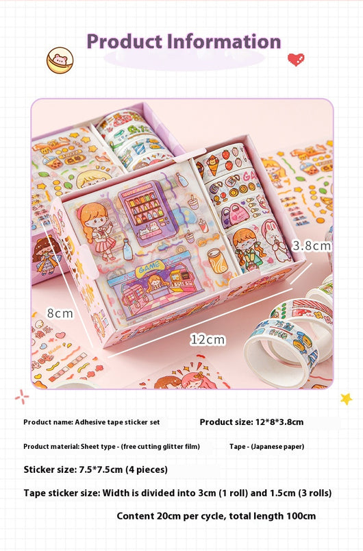 Set de Stickers Adhesivos Infantiles con Diseños Animados y Cinta Decorativa - Image 22