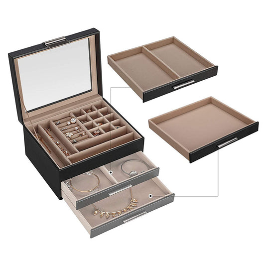 Caja Organizadora de Joyas con Tres Capas y Dos Cajones - Image 2