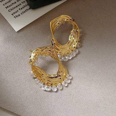 Aretes Metálicos de Diseño Irregular Europeo Americano - Image 2