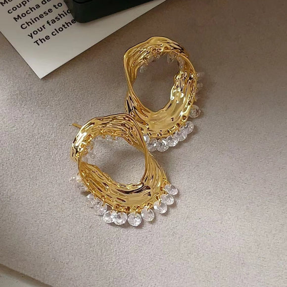 Aretes Metálicos de Diseño Irregular Europeo Americano