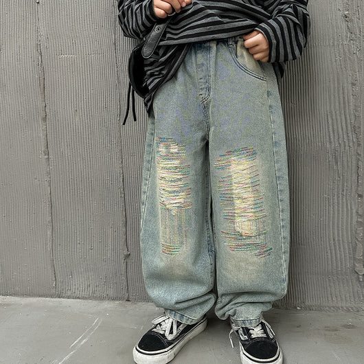 Pantalones Jeans Sueltos Estilo Pu Shuai para Niños - Diseño Trendy y Cómodo - Image 7