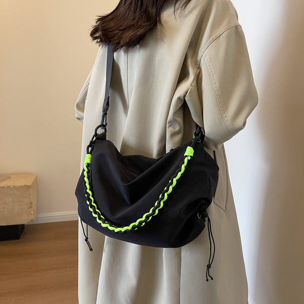 Bolsa Crossbody Naranja Grande de Nylon - Mochila Escolar de Alta Capacidad