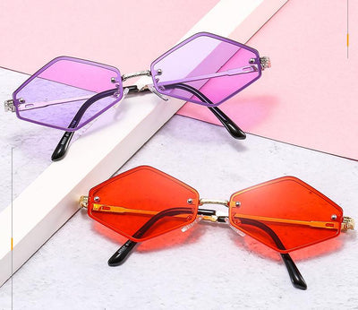 Gafas de Sol sin Marco con Protección UV y Diseño Geométrico Diamante - Image 14