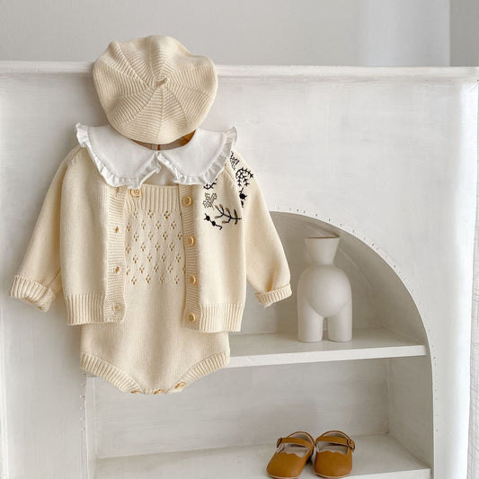 Suéter Infantil Tejido con Flores Bordadas