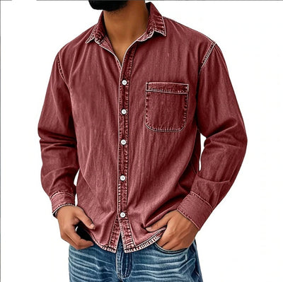 Camisa Vaquera Manga Larga Lavada para Hombre - Image 2