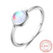 Fashion Women's Round Moonstone Plateado Ring Plateado Tamaño 6