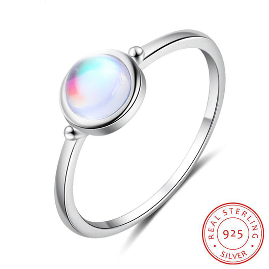Anillo de Piedra Luna Redonda en Plata para Mujer - Image 3