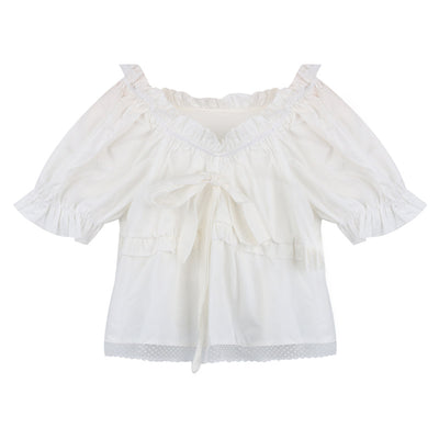 Blusa Corta Francesa con Mangas Abullonadas - Estilo Dulce y Atrevido - Image 5
