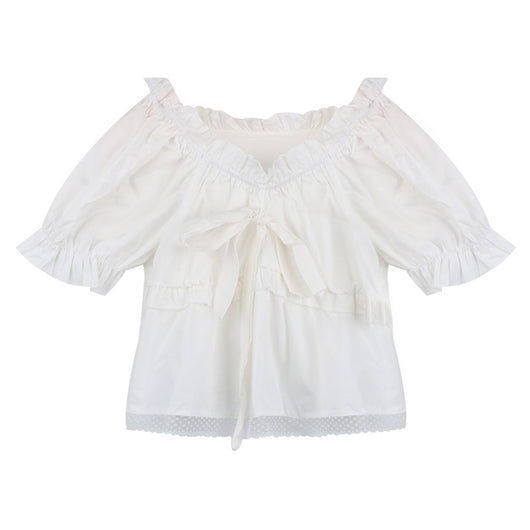 Blusa Corta Francesa con Mangas Abullonadas - Estilo Dulce y Atrevido - Image 5