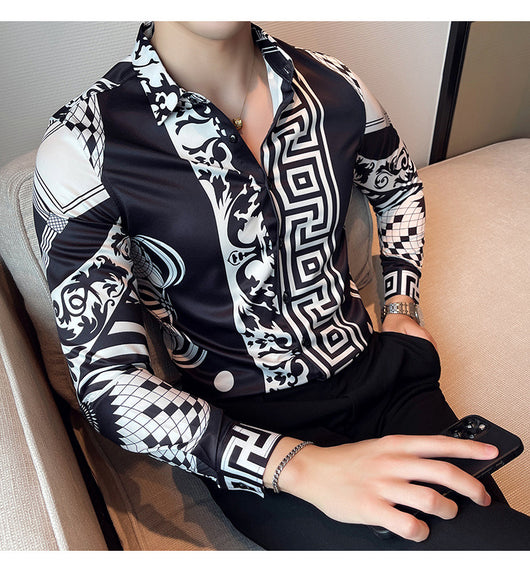 Camisa Manga Larga Estampada Slim Fit para Hombre - Image 16