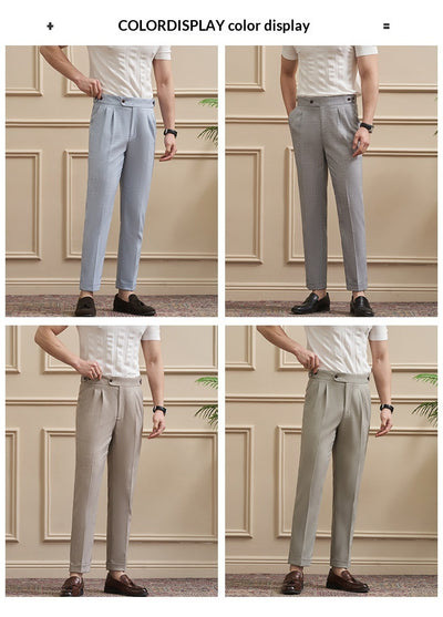 Pantalones Casuales Drapeados Slim-Fit para Hombre - Traje de Negocios - Image 12