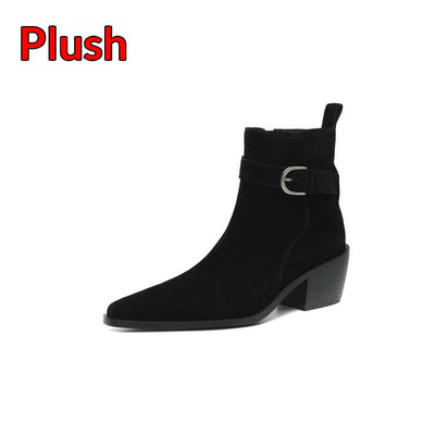 Botas de Ante con Tacón Grueso y Forro Polar para Otoño-Invierno - Image 6