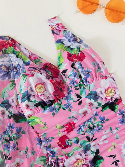 Traje de Baño Tres Piezas con Estampado Botánico Plisado - Image 14