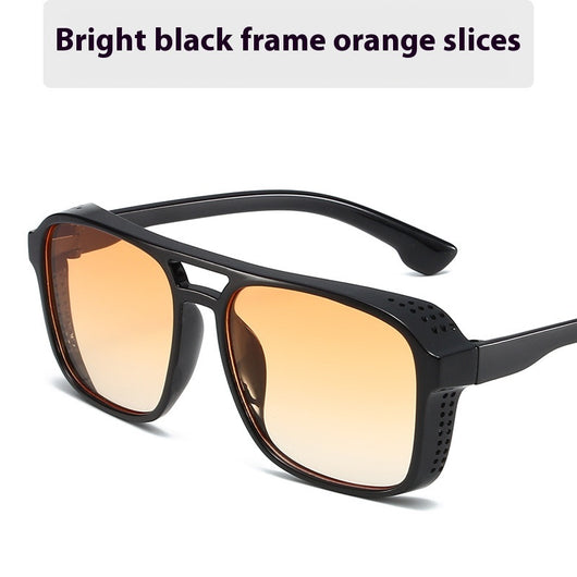 Men's double beam business sunglasses with powder pink frame and gradual tea-colored gradient lenses. - Image 16