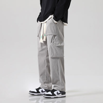 Pantalón Cargo Corduroy Holgado Multibolsillos de Corte Recto - Image 2