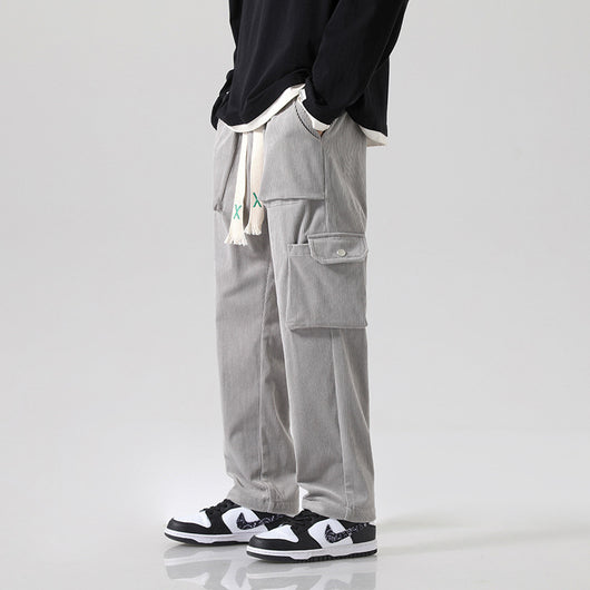 Pantalón Cargo Corduroy Holgado Multibolsillos de Corte Recto - Image 2