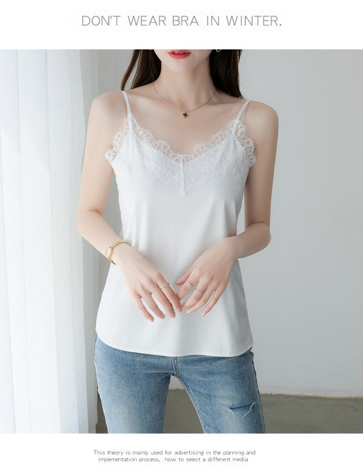Camisola de Encaje para Pestañas en Seda Satinada para Mujer - Image 27