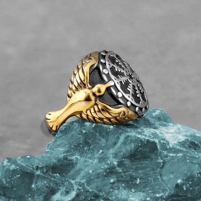 Anillo de Acero Inoxidable con Brújula y Runas Nórdicas para Hombre - Image 3