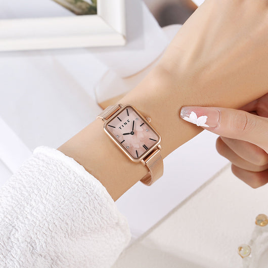 Reloj de Acero Cuadrado Estilo Ins para Estudiantes - Diseño Minimalista Cuarzo - Image 3