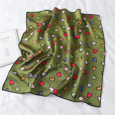 Pañuelo de Seda Estampado Corazones - Foulard Cuadrado Multiuso para Mujer - Image 14