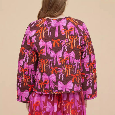 Chaqueta con Lazo Estampado, Cuello Redondo y Cordones Reversible - Image 3
