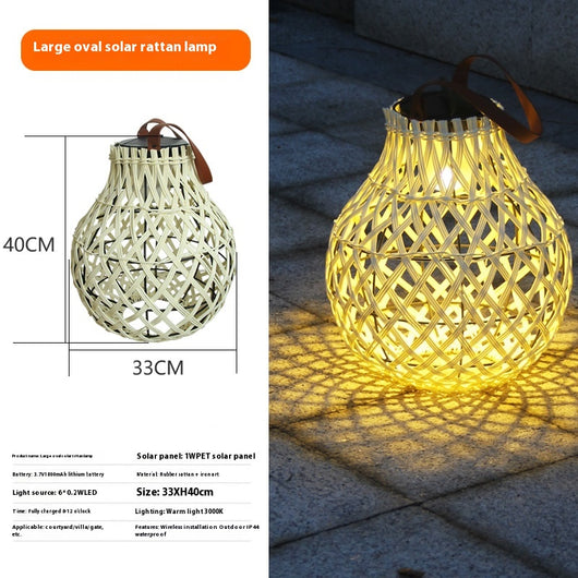 Lámpara Solar Colgante Decorativa Tejido Bambú - Luz LED Impermeable Alta Luminosidad - Image 5