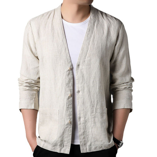 Camisa Casual Manga Larga Escote V para Hombre - Image 5