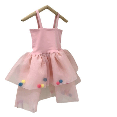 Vestido Princesa Infantil con Pompón de Pelaje Colorido - Image 5