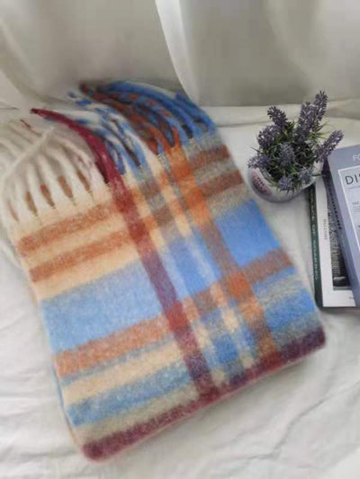 Bufanda de Cashmere a Cuadros con Rayas Coloridas para Otoño - Image 15
