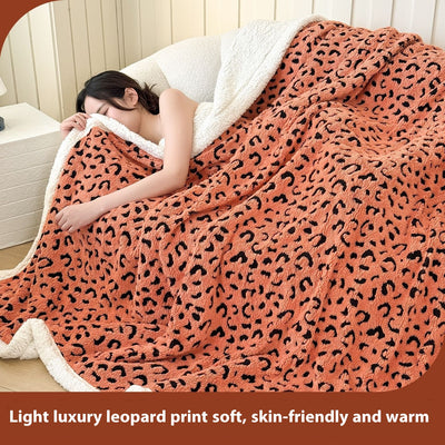 Manta de Tafetán Jacquard Estampado Leopardo Doble Capa - Image 12