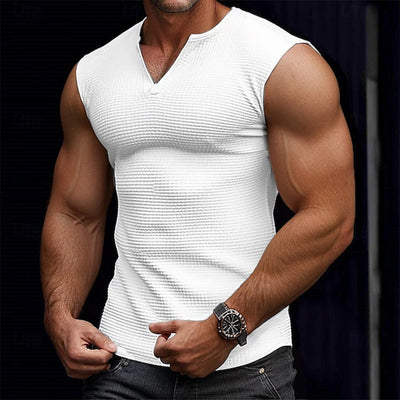 Camiseta sin Mangas Textura Waffle Colores Sólidos Hombre - Image 17