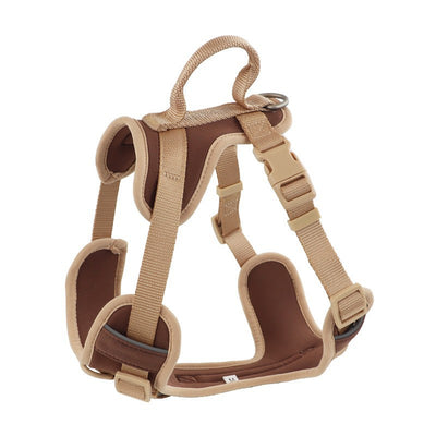 Pink and blue dog harness with padded chest and back, adjustable straps, and a top handle for walking. - Image 6