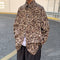 Chaqueta Camisa Suelta Solapa Ancha Estampado Leopardo Retro para Parejas