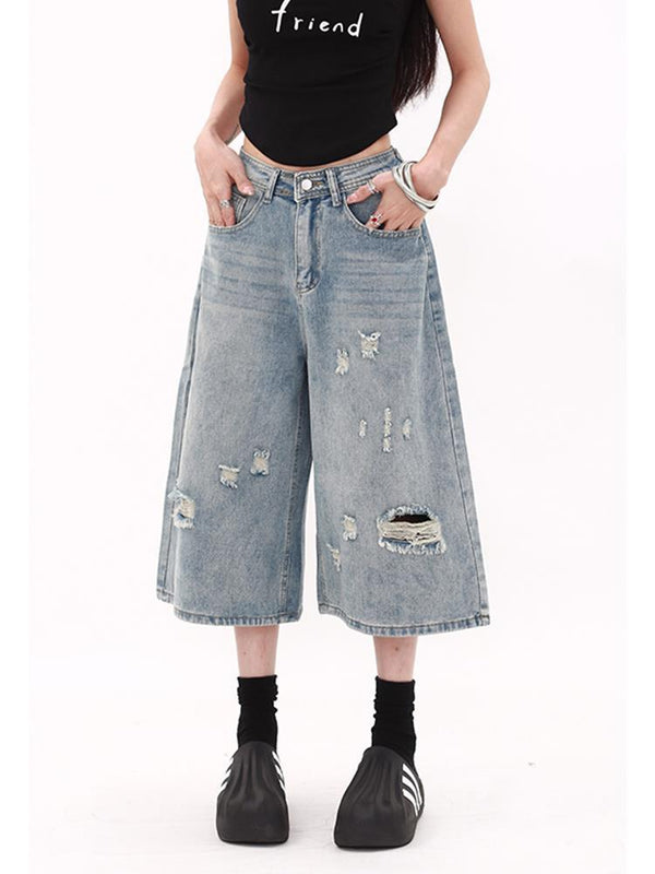 Jeans Cortos Retro Estilo Americano para Mujer - Verano - Image 3