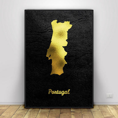 Cuadro Mapa de Portugal en Dorado - Lienzo Decorativo para Sala de Estar - Image 5