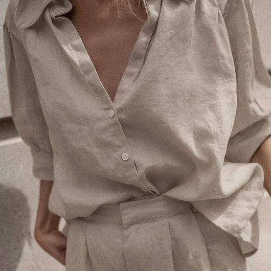 Conjunto Dos Piezas: Camisa Suelta Manga Larga y Pantalón Ancho Cómodo - Image 3