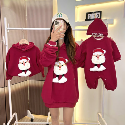Conjunto Navideño Familiar: Pijama Polar con Capucha para Padres e Hijos - Image 2
