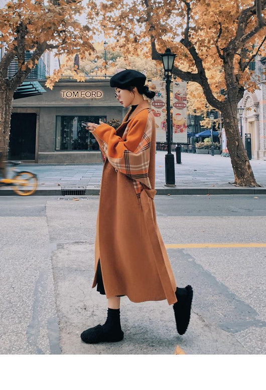 Chaqueta Retro de Lana a Cuadros con Costura Gruesa y Cálida para Mujer - Image 7