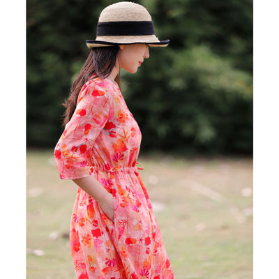 Falda Amplia de Lino y Algodón Floral - Diseño Rejuvenecedor y Estilizante - Image 2