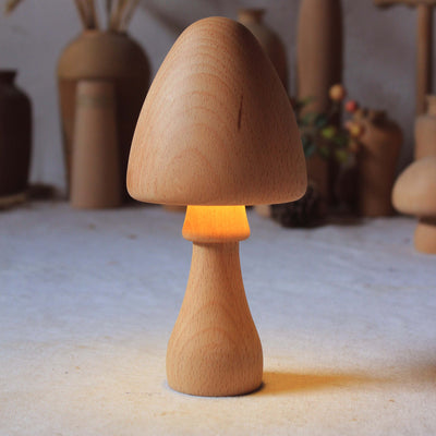 Lámpara Nocturna Recargable en Forma de Seta de Madera Maciza - Image 10