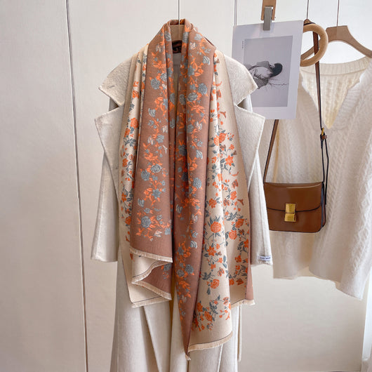 Bufanda Térmica Estampado Floral - Abrigo de Cachemira Artificial Impermeable al Frío - Image 3