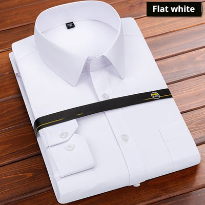 Camisa de Negocio Hombre Suelta sin Planchado - Color Sólido - Image 19