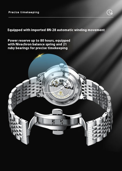 Reloj Automático de Acero Inoxidable Resistente al Agua con Esfera Luminosa - Image 11