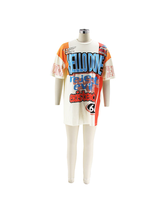 Polera Cuello Redondo Oversized Letras Multicolor Estilo Urbano - Image 15