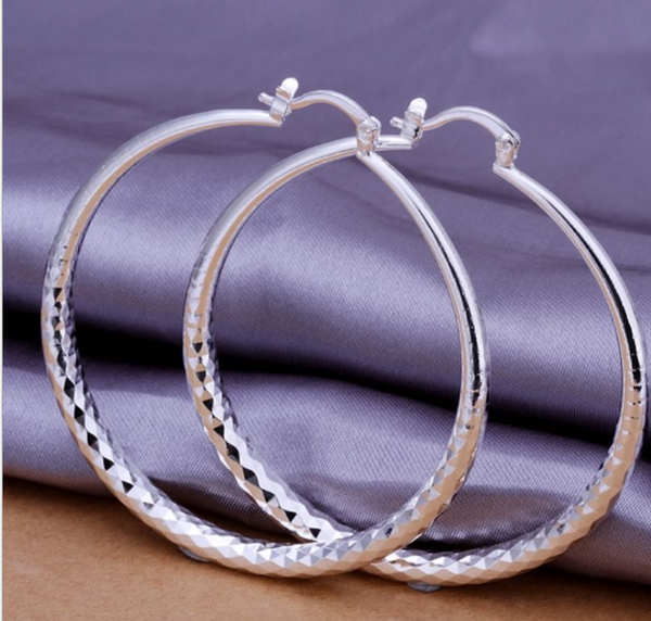 Aros Grandes Plateados 925 - Diseño Exagerado y Elegante